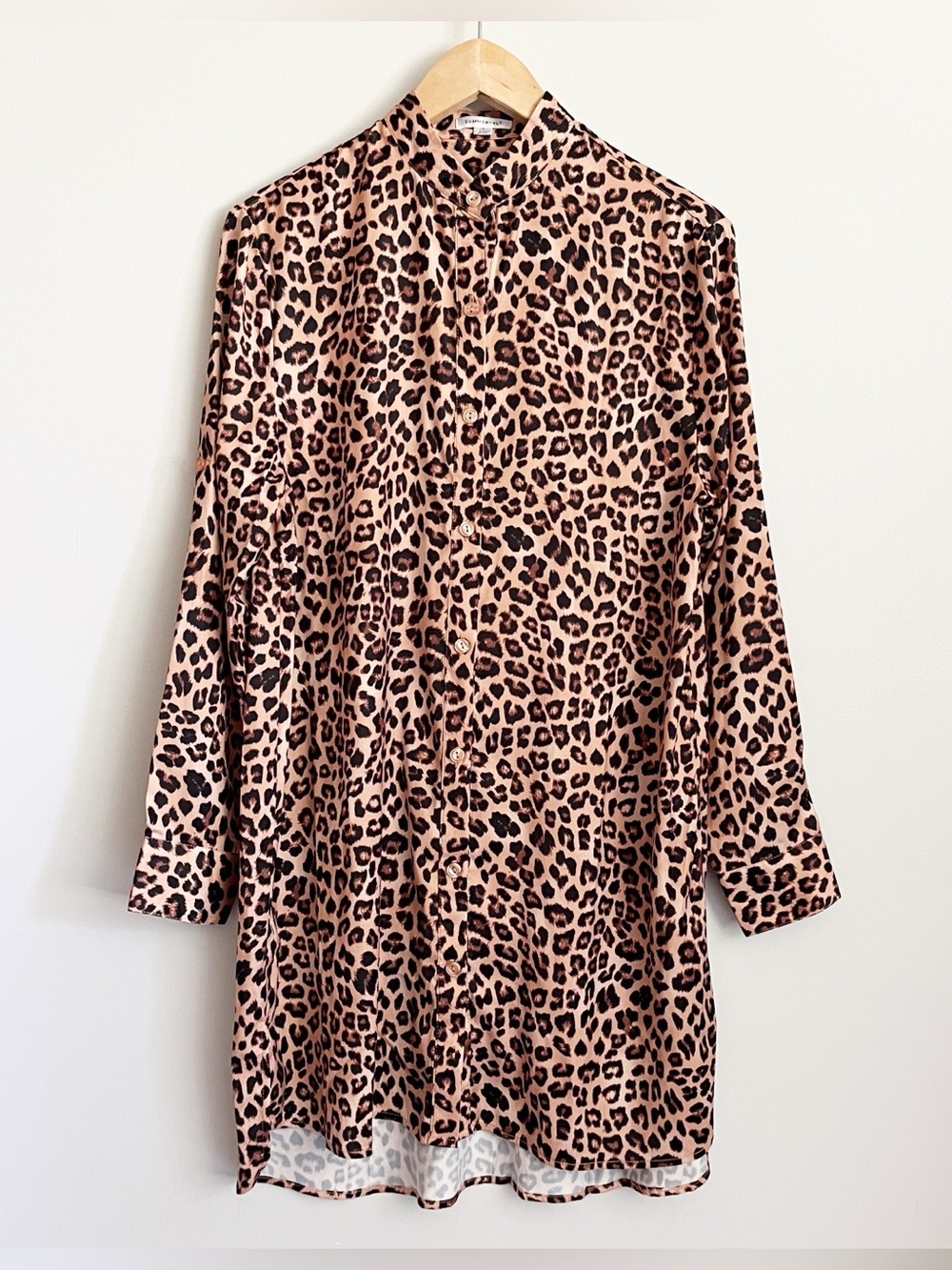 Summersalt Top Sz Small Effortless Shirtdress Swim Beach‎ Cover Up Leopard Print
